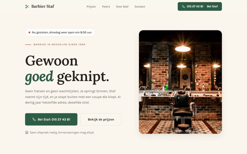 Screenshot van de concept-demo Barbier Staf